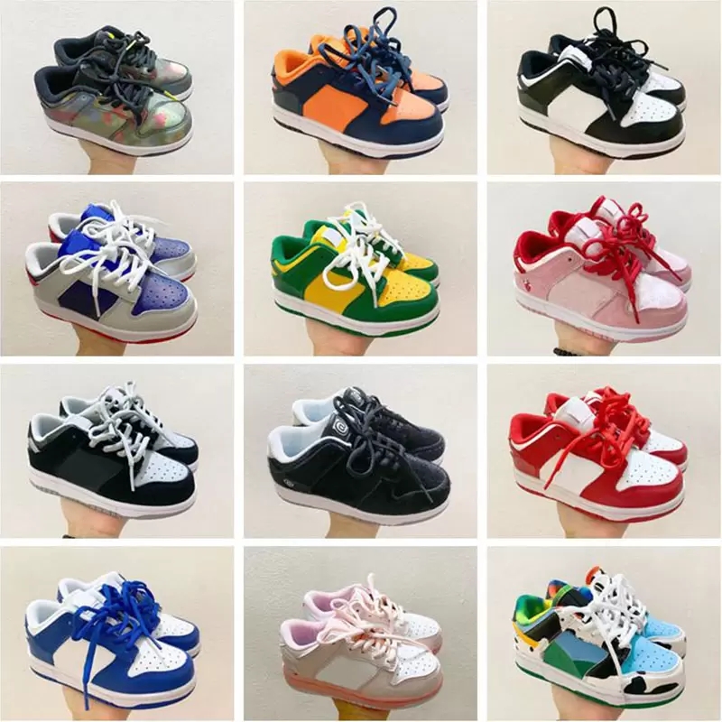 2022 Enfants Chaussures pour Garçon Fille Sports Noir Blanc Chunky Dunks Low Cows Baskets Garçons et Filles Athlétique En Plein Air Baskets Enfan
