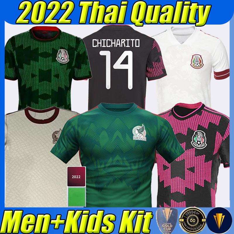 

2022 2023 Mexico soccer jerseys CONCACAF World Gold Cup Camisetas 22/23 H.LOSANO CHICHARITO LOZANO DOS SANTOS national team football shirts Men Kids kit uniform, 2021 away kids