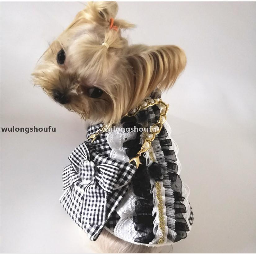 

Ins Style Female Dog Apparel Plaid Printed Dog Vest Sets Outdoor Durable Chai Keji Summer Flower Coat With Small Bag f, Vest with bag