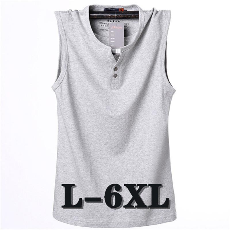 

Men's Tank Tops Men's Top Men Clothing Oversized Bodybuilding Singlet Gym Workout Overweight Running Clothes Summer Casual Vest CottonMe, Grey one button