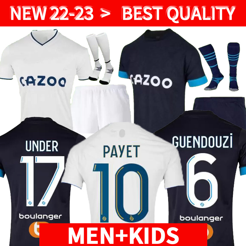 

22 23 MILIK PAYET soccer jerseys home 2022 2023 MarseilleS maillot de foot under football shirts men kids kit GUENDOUZI GERSON KONRAD CLAUSS fans player Mbemba away, Black