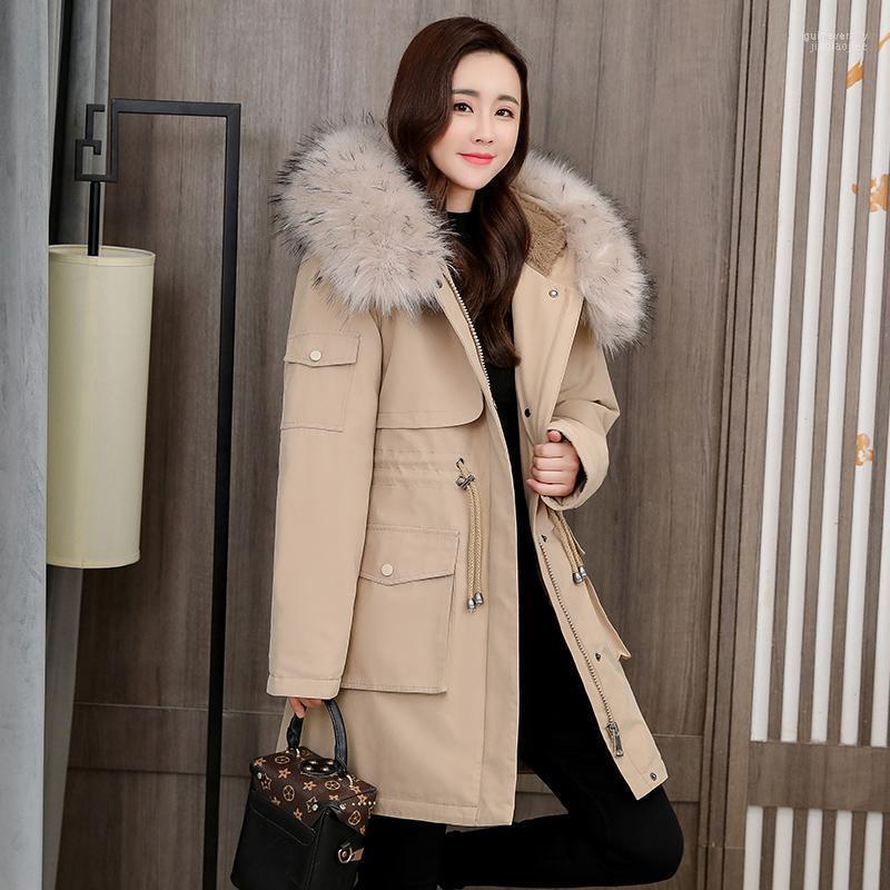 

Women's Down & Parkas Women Office Lady Adjustable Waist Medium Long Parka Coat Winter Jacket Thick Warm Cotton Liner Parker Guin22, Black 01