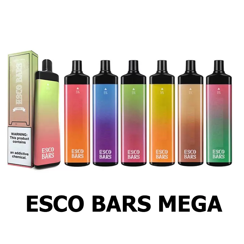 

Esco Bars Mega Disposable E cigarettes 5000 Puffs Vape Pen 600mAh Rechargeable Battery 14ml Pre-filled Vapor Mesh Coil Cartridge Device Escobar
