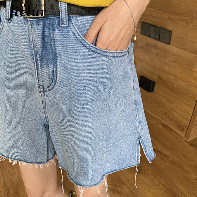 

Women's Jeans Korean Style High Waist Denim Shorts For Women Summer Water Washed Wide-leg Female Blue Tassel Loose Shorts