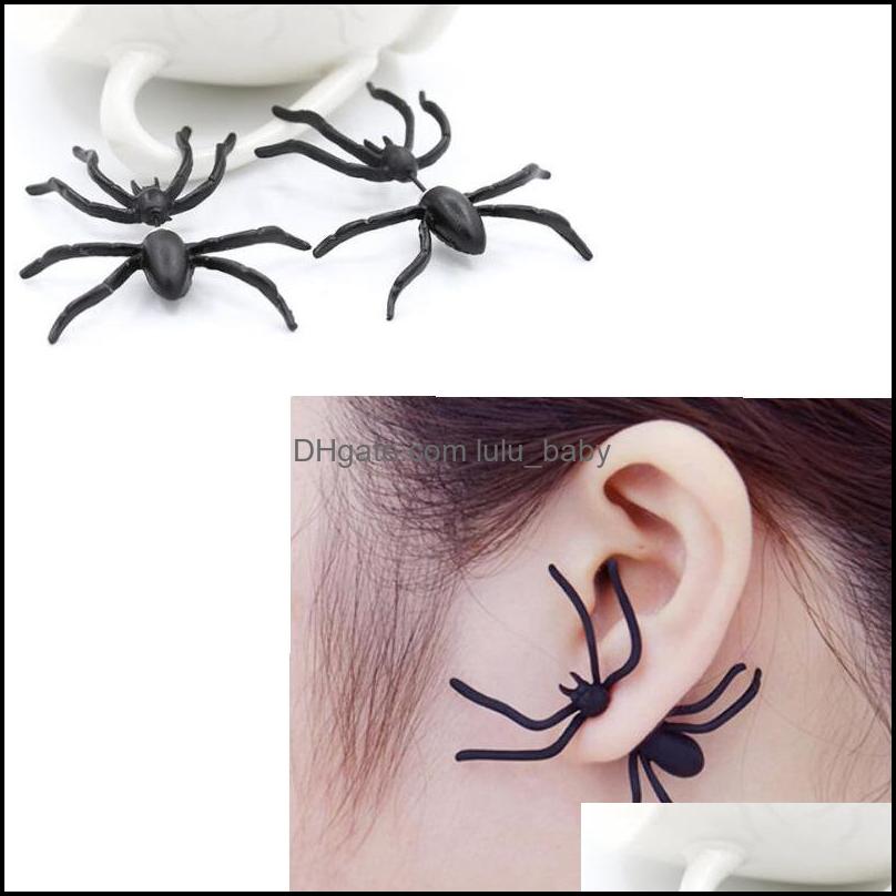 

Body Arts Tattoos Art Health Beauty Black Spider Earrings Alloy Animal Ear Studs Scary Halloween Party Favors Decorations Gif Dhbyl