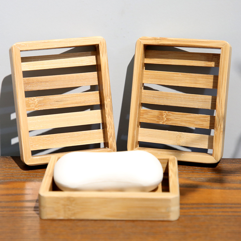 

Handmade 100% Biodegradable Bathroom Top Quality Natural Wooden Soap Dish Bamboo Soap Dishes Holder, Natural wood color