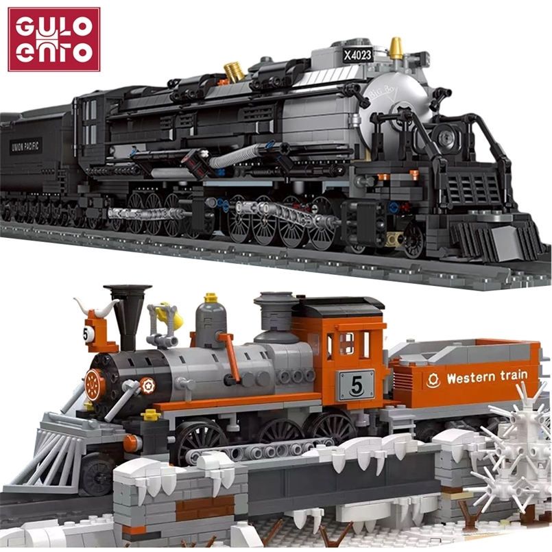 

Children Toys City Steam Train Big Boy Locomotive Building Blocks Technical Rail Model Creative Bricks DIY Gifts For Kids Boys 220715
