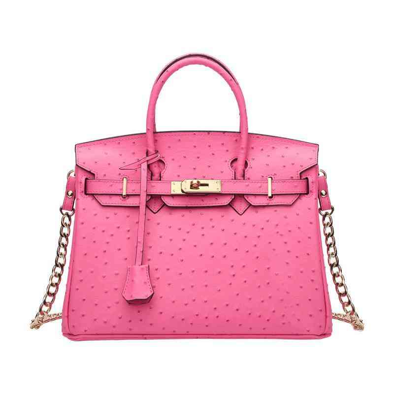 

Handbag Emmas woman's designer bags European and American New Leather Women's Bag Fashion Ostrich Pattern Platinum Handbag Single Shoulder Diagonal, 25 orange ostrich