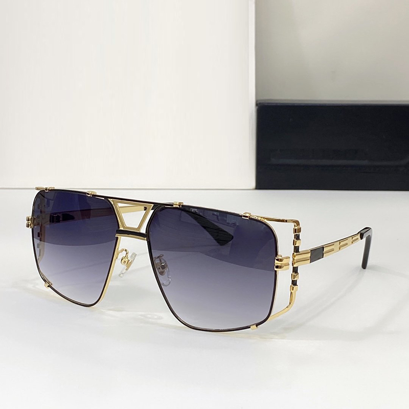 New Men Sunglasses Designer Futuristic Metal Glasses Frame High Quality Gold Grey goggles Driving UV Protection Model MOD9093 Size 62 15 146 Eye Pro