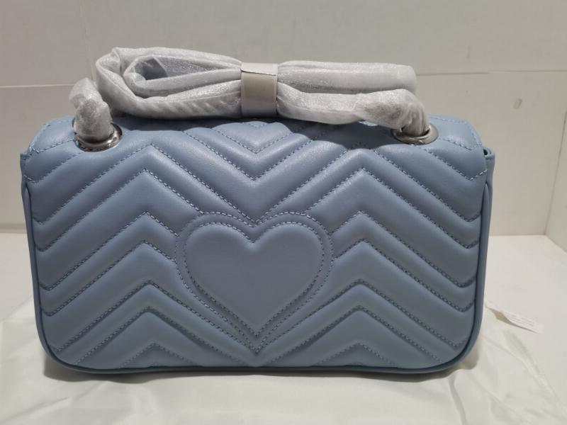 

realfine888 5A Quality bags 443497 26cm Marmont Small Shoulder Bag,Matelass Chevron Real Leather,Palladium-toned Silver hardware, 443497 5a_03
