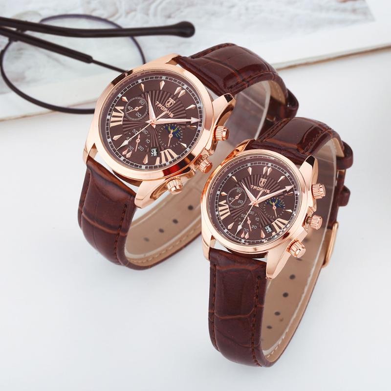 

Wristwatches Fashion Calendar Quartz Movement Exquisite Ladies Watch Couple Pure Energetic Watches Imitation Leather Watchband Fresh Noble, Brown