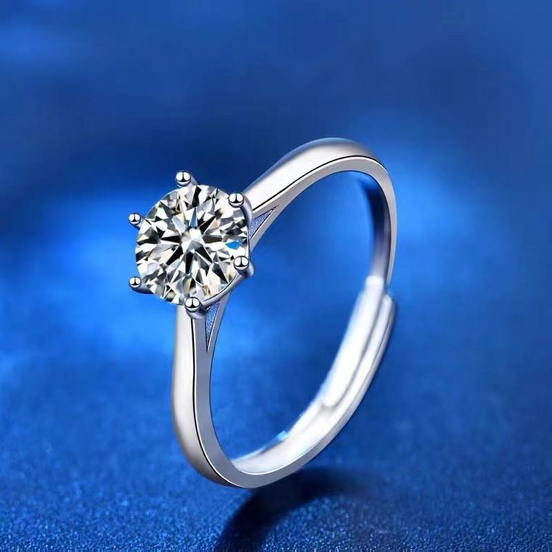 

Wedding Rings Luxury Classic Six Claw Ring For Women Crystal Adjustable Bridal Christmas Gift Fashion Engagement JewelryWedding