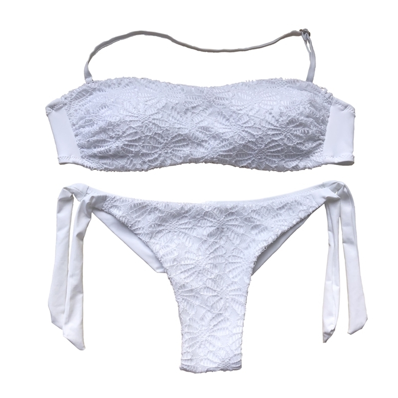 

AUYLVY Lace Bikini Set Women Swimsuit Sexy Biquini for Girl lacy Swimwear Bandeau String Bottom New Female Bathing Suits Y200319, Dc2203