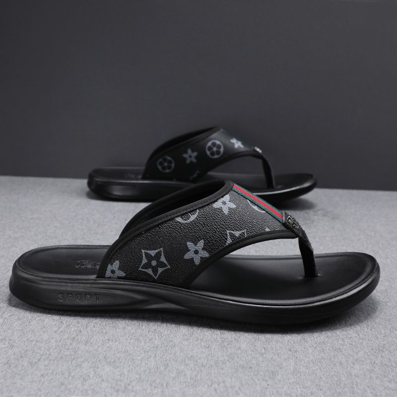 

2022 Men's Slippers Summer Social Youth Fashion Personality Design Style Comfortable Non-Slip Leisure Beach Sandals, Black