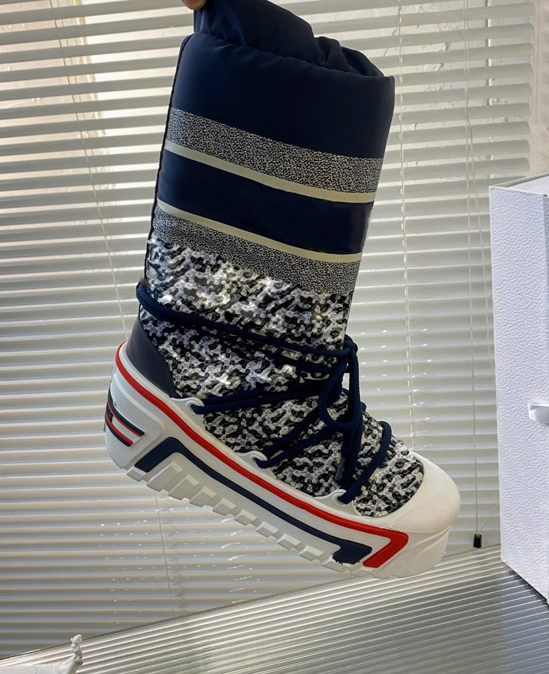 

2021 AIPS winter new snow boots fashionable cold-resistant electric embroidery with cross strap snow boots size 35-41, Blue