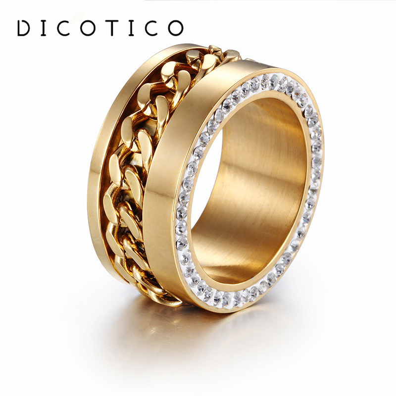 

Jewelry Peru Lima Gold Color Twist Pattern Women Rings Zircon Classic Vintage Stainless Steel Wedding For 220716