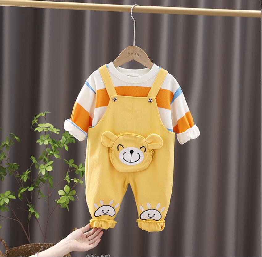 

Virgin baby one-piece suspender set 2021 new children's Korean version spring and autumn style foreign style children's trend y124, Yellow