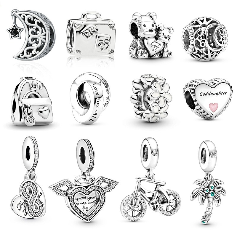 

Fits Pandora Bracelets 20pcs Daughter Mother Bicycle Bear Coconut Tree Silver Charms Bead Dangle Charm Beads For Wholesale Diy European Sterling Necklace Jewelry