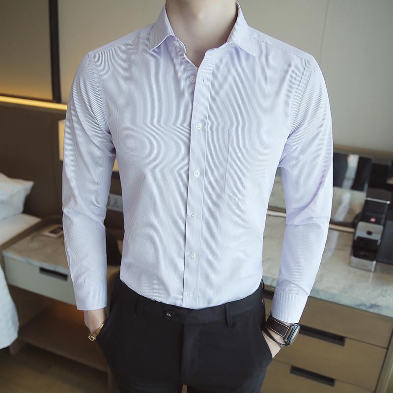 

Men's Casual Shirts Spring Men's Business Shirt Striped Long-Sleeved Work Clothes Ironing Free Menswear UndeMen's, K997
