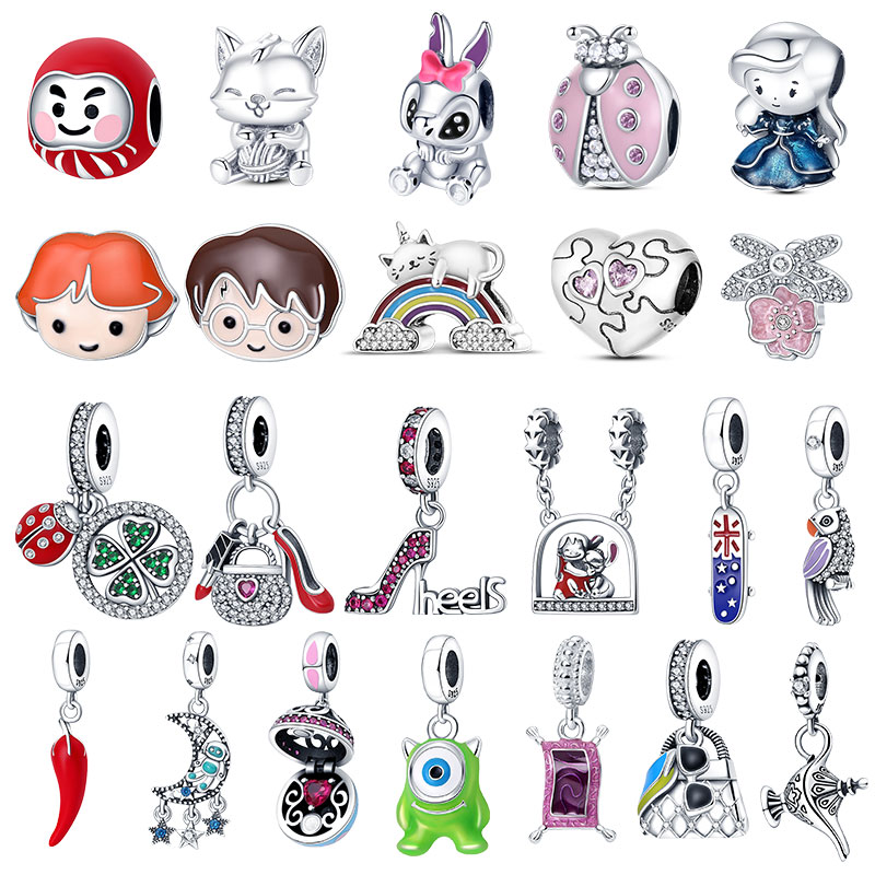 

925 Silver Fit Pandora Charm 925 BraceletPendant Duck Rabbit Mushroom Turtle Charm charms set Pendant DIY Fine Beads Jewelry