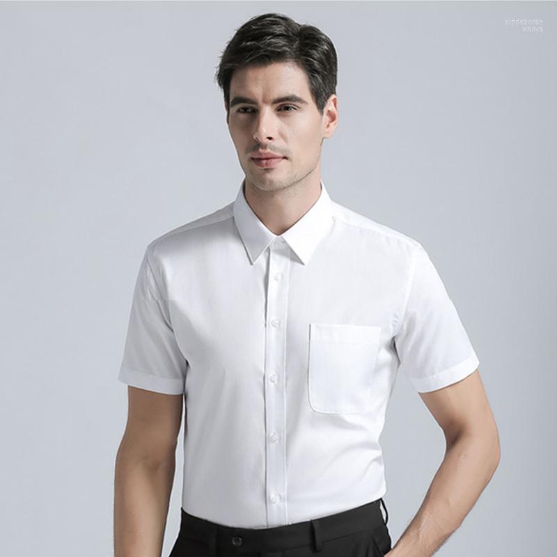 

High Quality 2022 Brand Arrival Men's Dress Shirts Cotton Blend Short Sleeves Solid Color Mens Business Casual Shirt Eldd22, Black