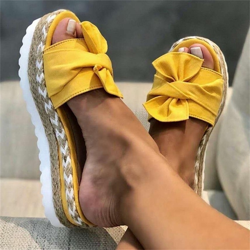

Women Sandals Platform Shoes Bow Summer Slipper Indoor Outdoor Flip flops Beach Female Slippers 220602, White