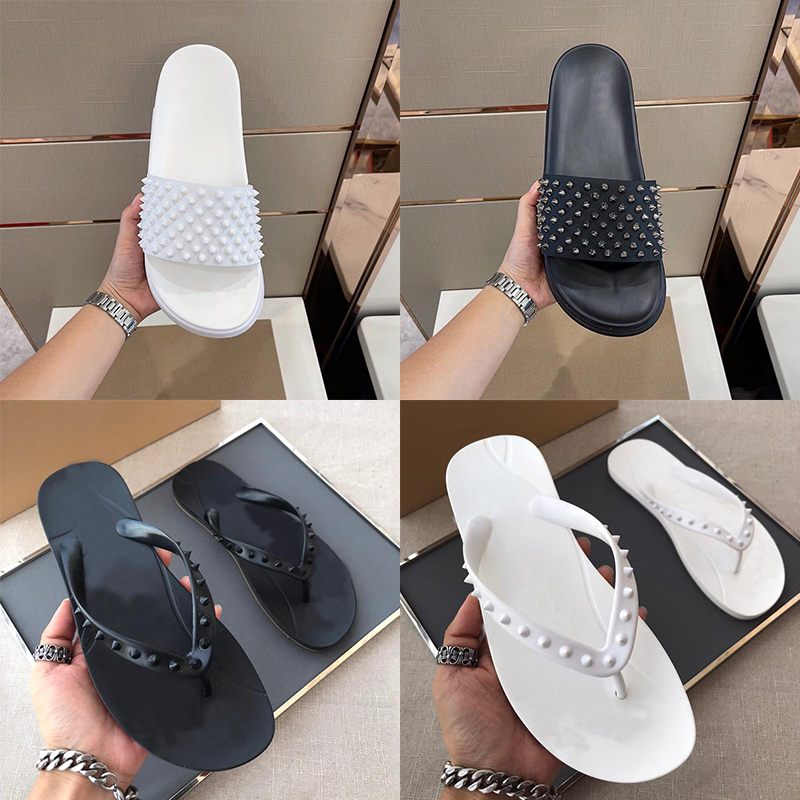 

men slippers designer slides sandals mens flip flops shoes spikes house outdoor beach slide slipper With Box -46, #15