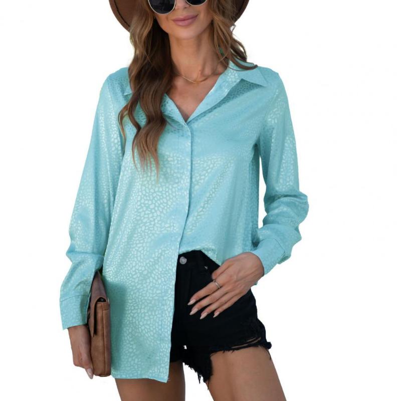 

Women' Blouses & Shirts Women Shirt Leopard Print Turn-down Collar Single-breasted Cardigan Autumn Fashion Woman 2022 Daily Wear Casual, Orange