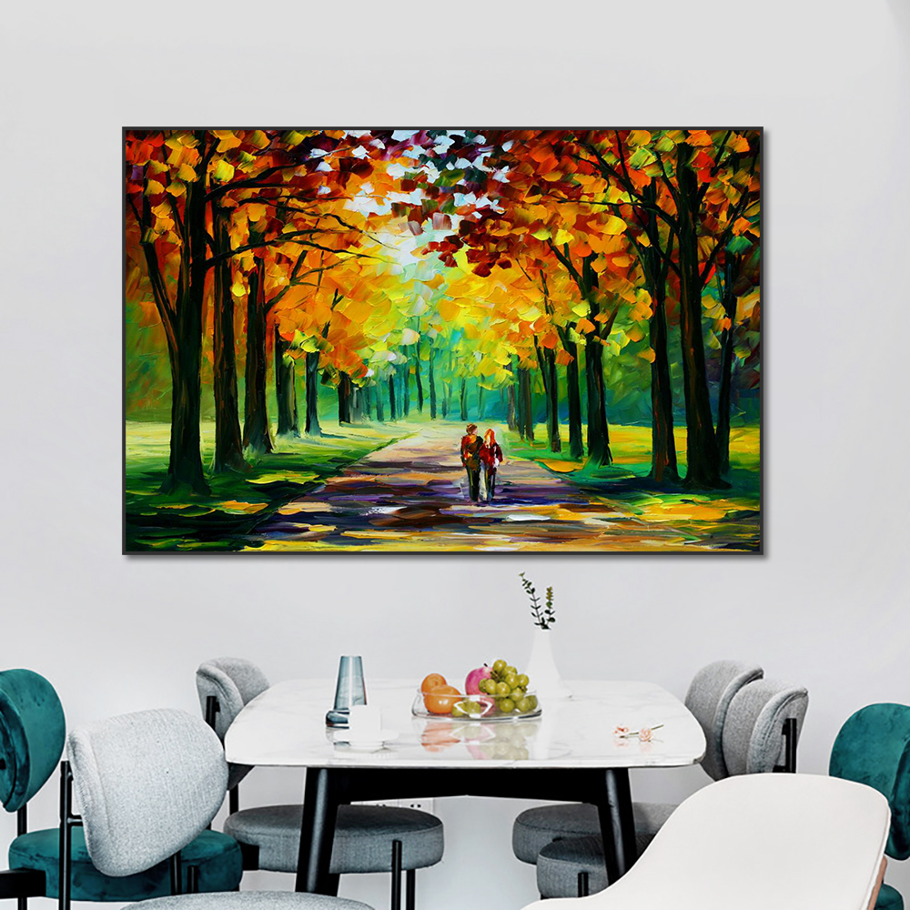

Abstract Green Landscape Oil Painting on Canvas Textured Modern Wall Art Poster Print Scandinavian Living Room Home Decoration