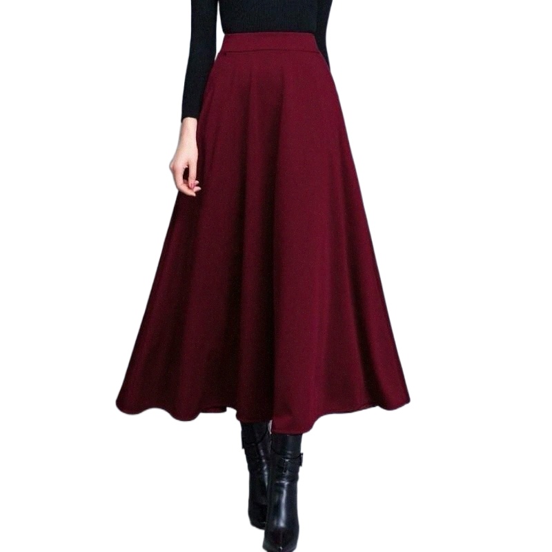 skirts 2022 Women Autumn Winter Elegant Skirt Female Solid Dance High Waist A-line Lady Casual Loose Plus Size Pleated Falda G318 U6FV#-image-790129038