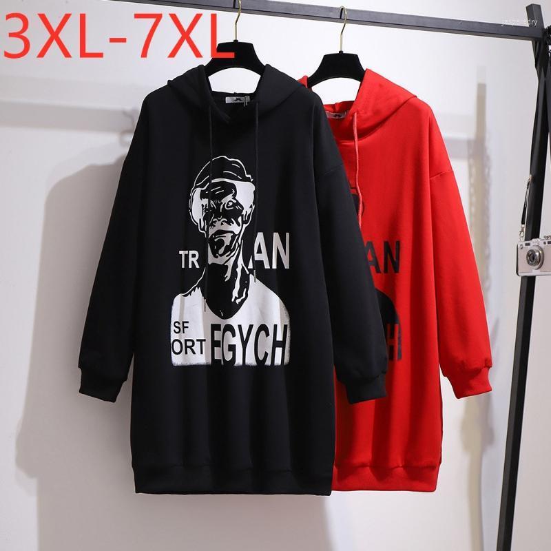 

Women's Plus Size Outerwear & Coats Autumn Winter Women Clothing Hoodie Large Long Sleeve Loose Cotton Black Print Sweatshirt Coat 3XL 4XL 5