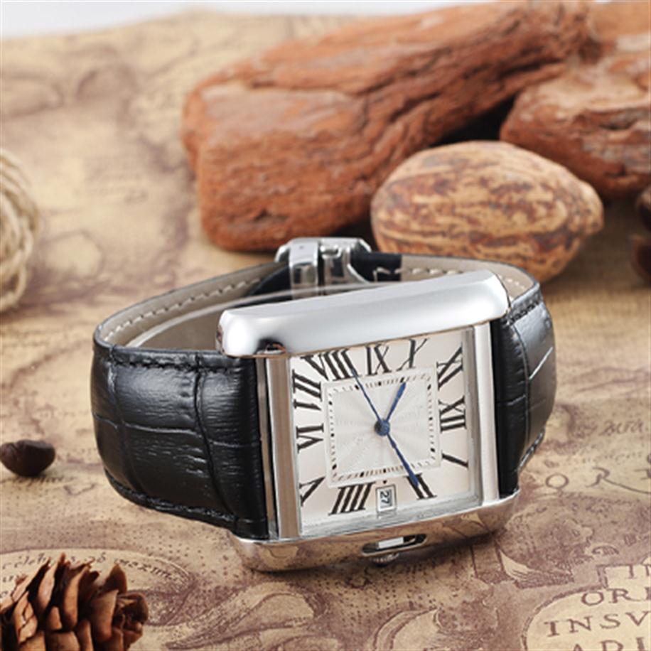 

2019 Fashion top brand mens Watches tank series W5200027 Square dial Leather strap 41mm Luxury Mechanical automatic Watch 228t, Black