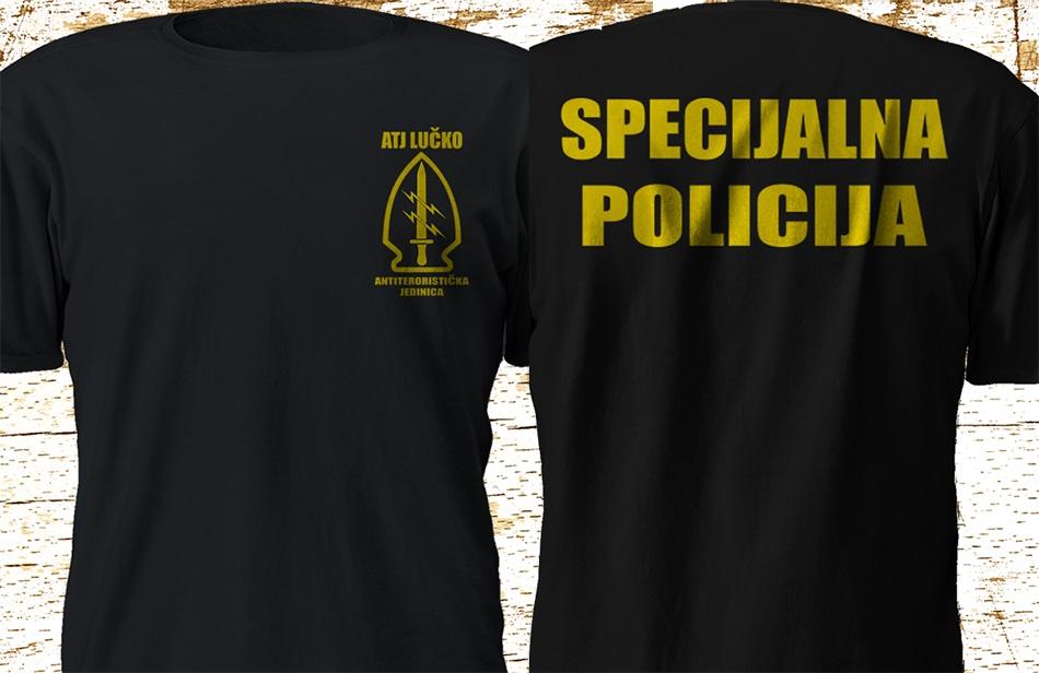

Men' T-Shirts Short Sleeve Cotton Man Clothing Atj Lucko Croatian Anti Terrorism Special Force Specijalna Policija T-ShirtMen, 0098660-black