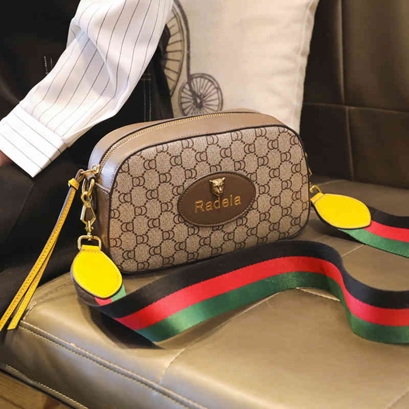 

Vintage Tiger Head Shoulder Messenger Bags Men Women Fashion Camera Purse Designer Handbags with Strap Crossbody Bag, Brown