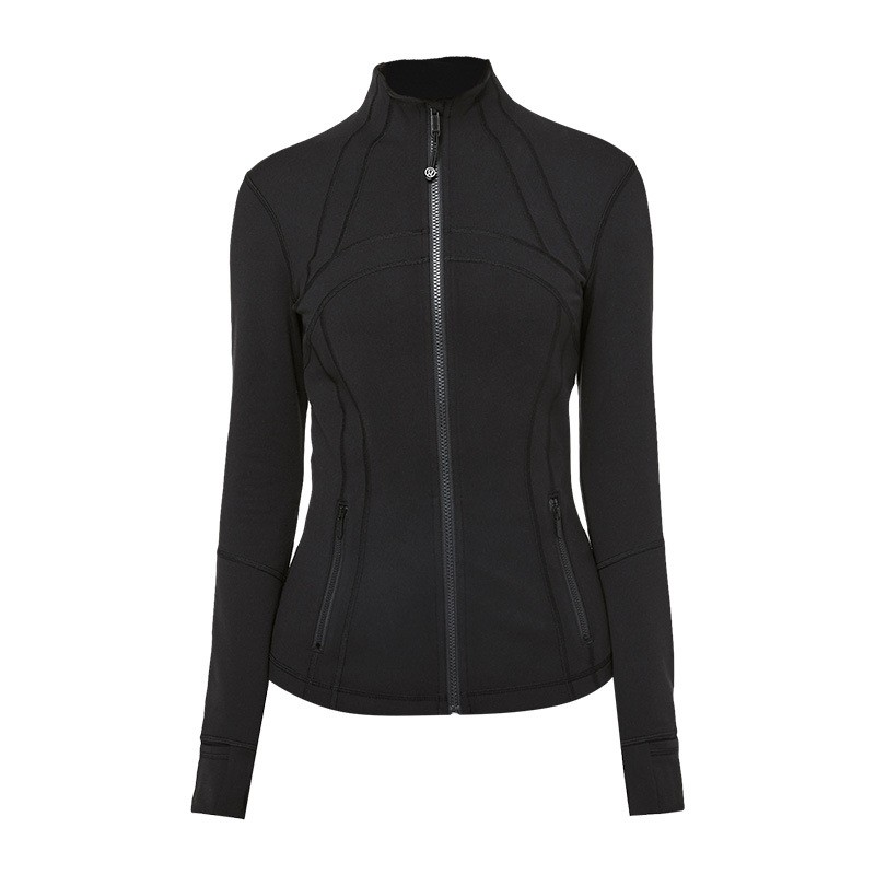 

Women Define Jackets Lulus Yoga Long Sleeves Full Zipper Solid Color Nude Sports Shaping Jogging Sportswear Gym Professional Y2nrosj3, Black