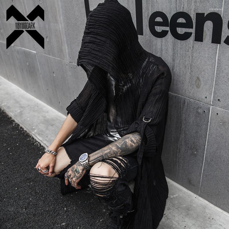 

Men's Trench Coats Wizard Cape Cloak Thin Jacket Windbreaker Men Linen Cotton Punk Streetwear Dancing Long Hoody Black WB243 Viol22