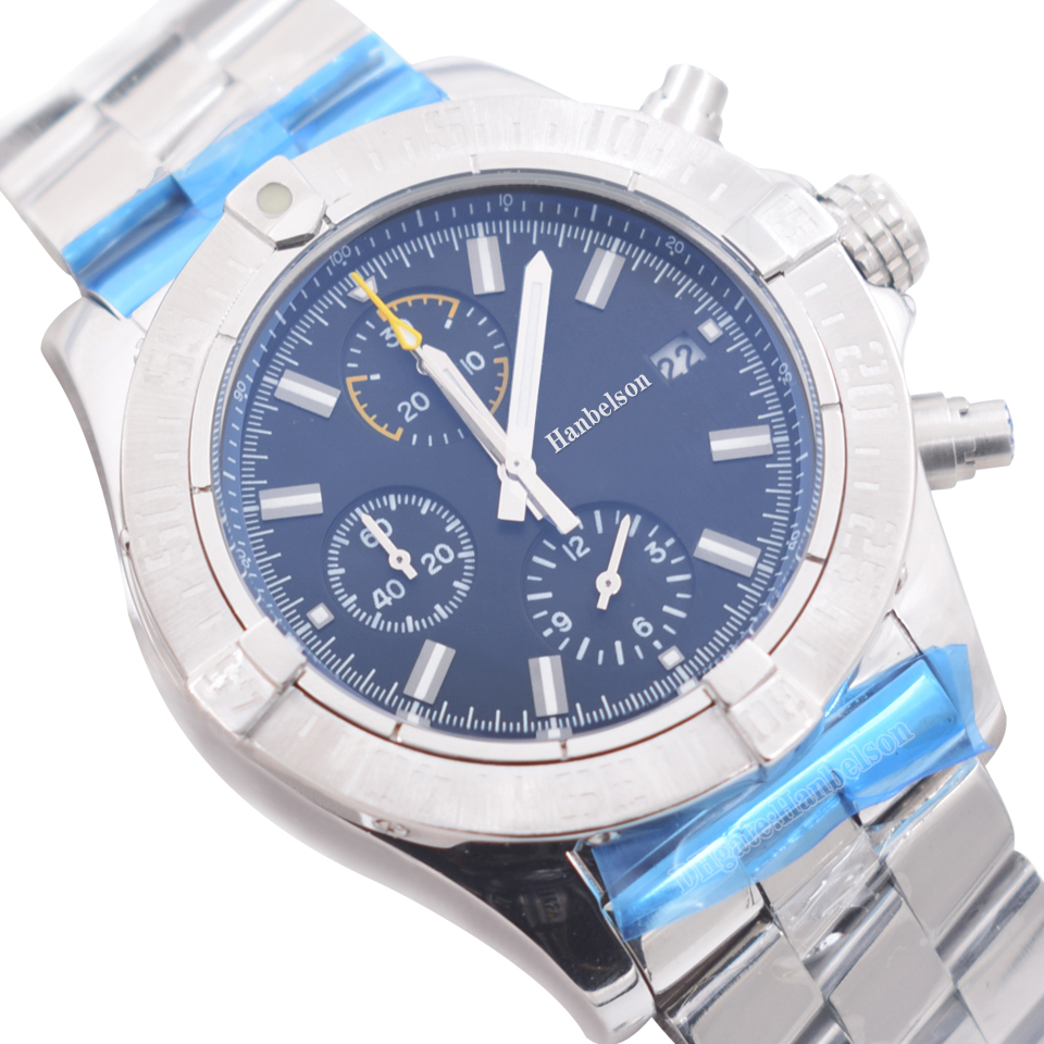 

1884 Mens Watch Black Dial Chrono Miyota Japan Quartz Movement 43mm Sports Men Metal Strap Dress Wristwatches, Green
