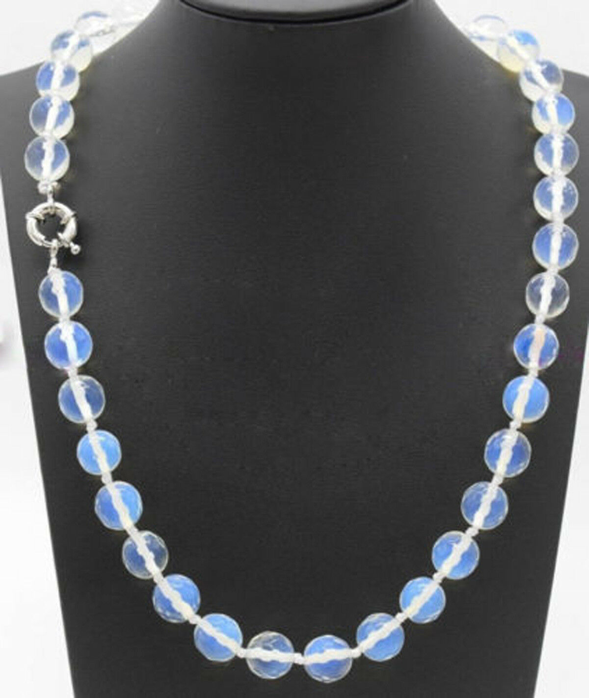 

Genuine Natural Fashion 8mm Faceted Blue Opal Round Gemstone Beads Necklace 20"
