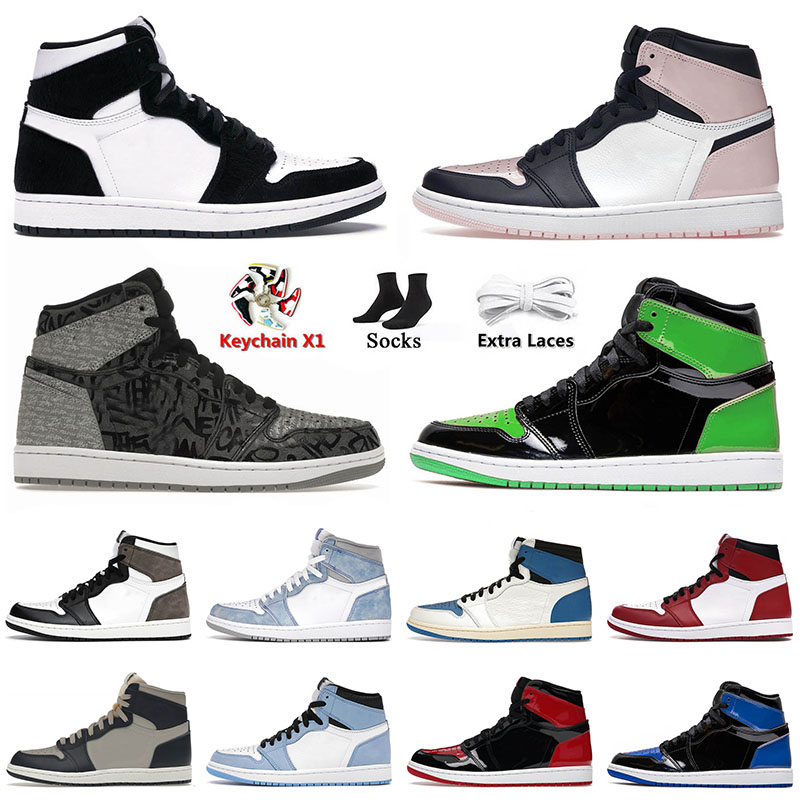 

Bubble Gum 1 1s Mens Basketball Shoes for Men Women Twist Black White Patent Green Carbon Fiber Military Blue Hyper Royal Trainers Jorda Jorden1s, C2 bordeaux 40-47