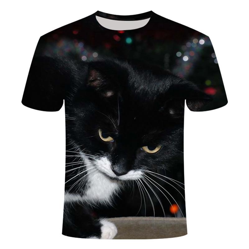 

Men's T-Shirts Black And White Cats T-shirt Men/Women 3d Print Meow Star Cat Hip Hop Cartoon Summer Tops Tees Fashion Shirts, White;black