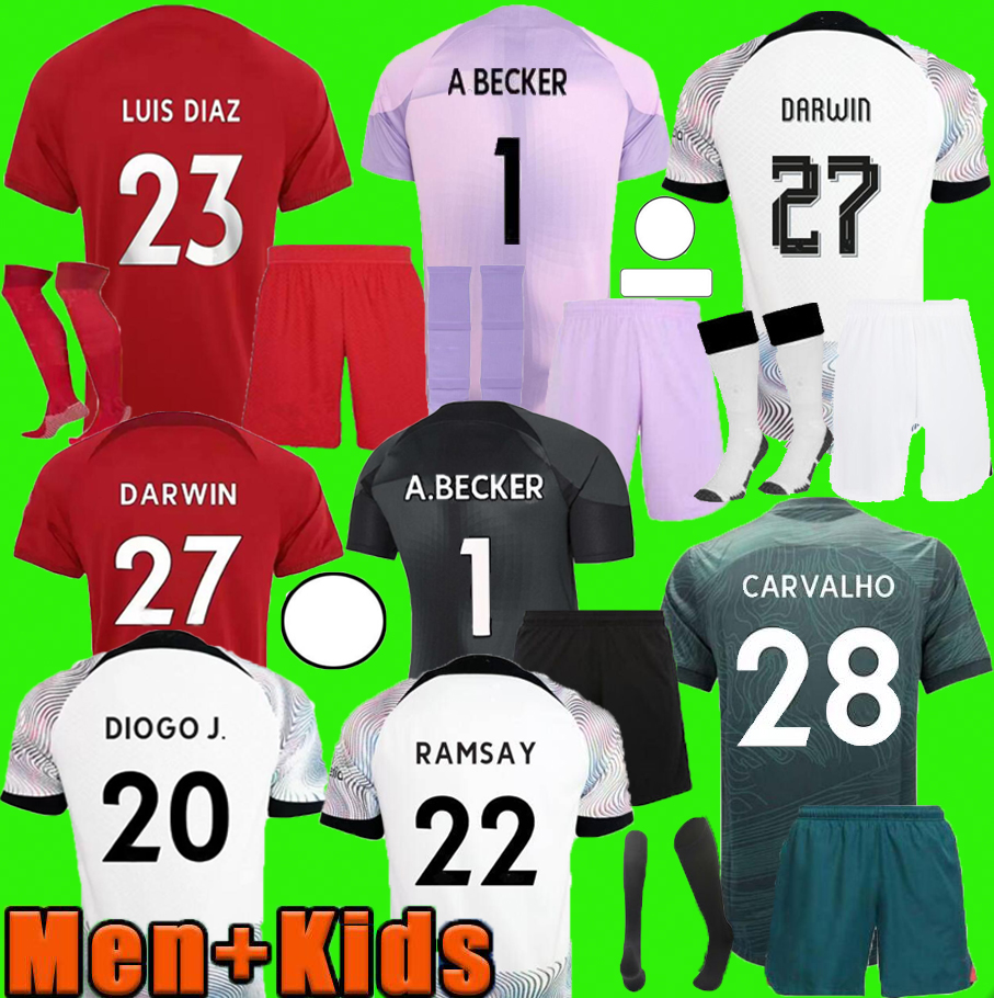 

men kids kit 22 23 LiverP00L VIRGIL Soccer Jerseys season 2022 2023 Carvalho FIRMINO THIAGO KONATE LVP Diogo Luis DIaz Mohamed MANE KEITA DARWIN RAMSAY Football Shirt, Fans