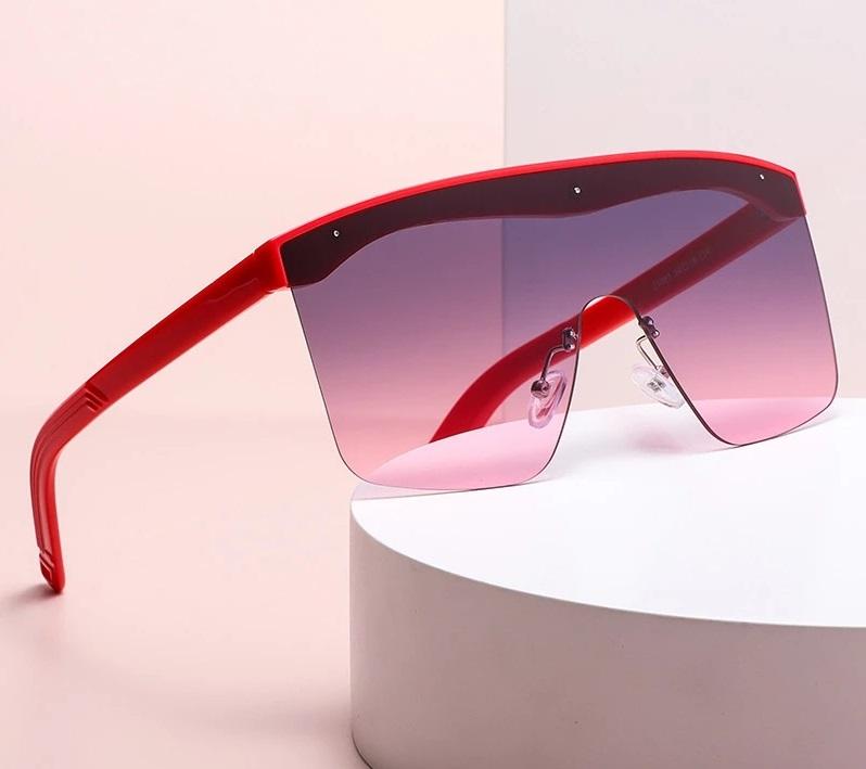 

Sunglasses Oversized Half-Frame One-Piece Square Women Designer Retro Shield Goggle Travel Eyewear UV400SunglassesSunglasses