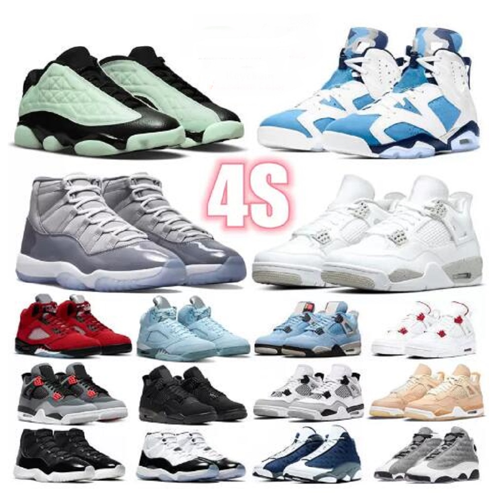 

Men basketball shoes sneakers 4 4s White Oreo Neon University Blue 6s UNC Red Flint 13s Singles Day Bred mens trainers, # 16