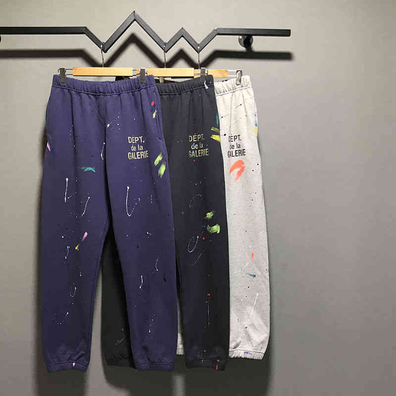 

Mens Designer Pants Gallerydepts Post Products Package Net Red Ins Hand-painted Graffiti Splash Ink Leggings High Street European and American Fashion Brand Couple, Beige