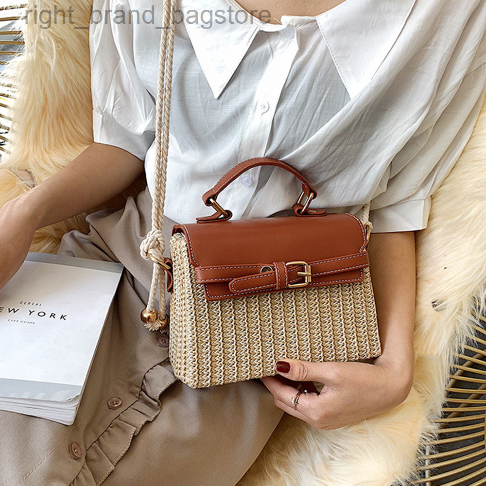 

Fashion Woven Beach Bag Bohamian Rattan Straw Bag for Women Handbag Bali Summer Shoulder Crossbody Bags Boho Travel Tote Clutch W220813, Brown