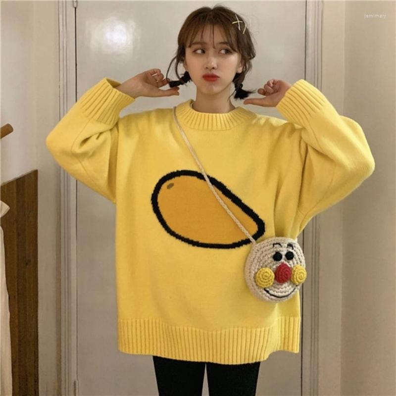 

Women' Sweaters Autumn Winter Oversize Pullover Sweater Women Kawaii Fruit Jacquard Knitted O-neck Casual Loose Korean StreetwearWomen' Je, Green