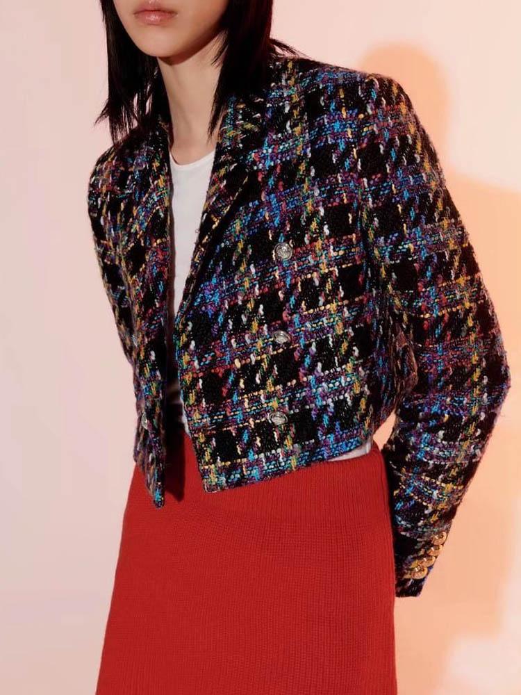 

Women's Suits & Blazers Kumsvag 2022 Summer Women Casual Short Suit Coats Plaid Double Breasted Female Elegant Sweet Street Blazer Outerwear
