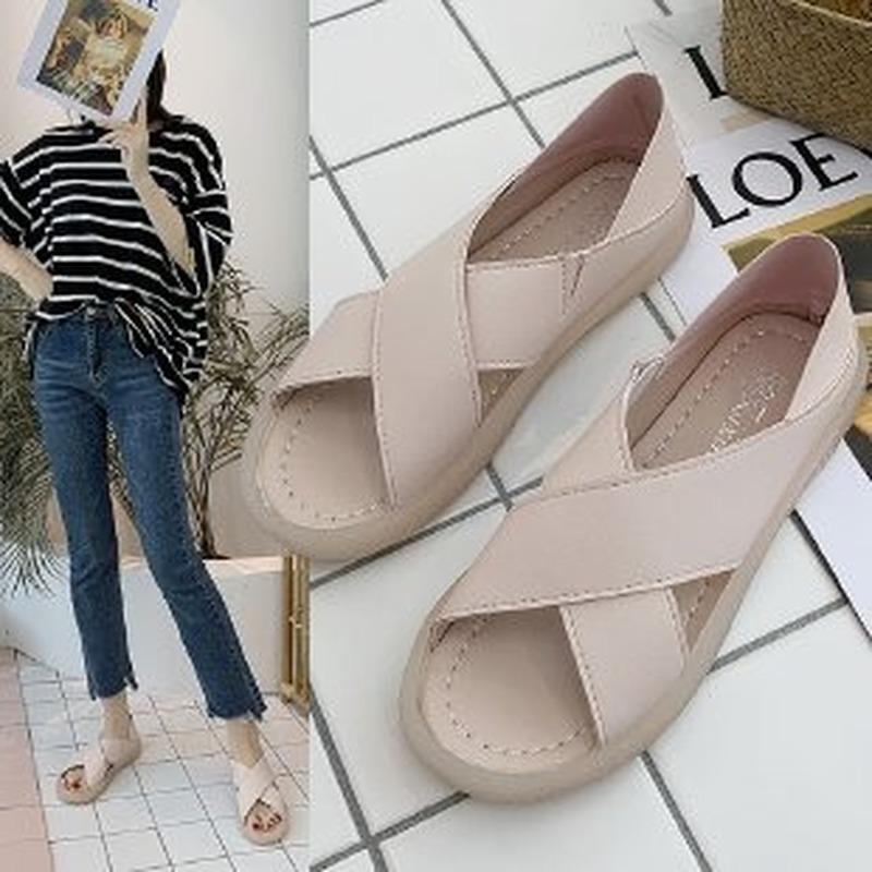 

Sandals Women Cow Muscle Non Slip Back Strap Flats Slippers Platform Outdoor Casual Shoes Elastic, Beige
