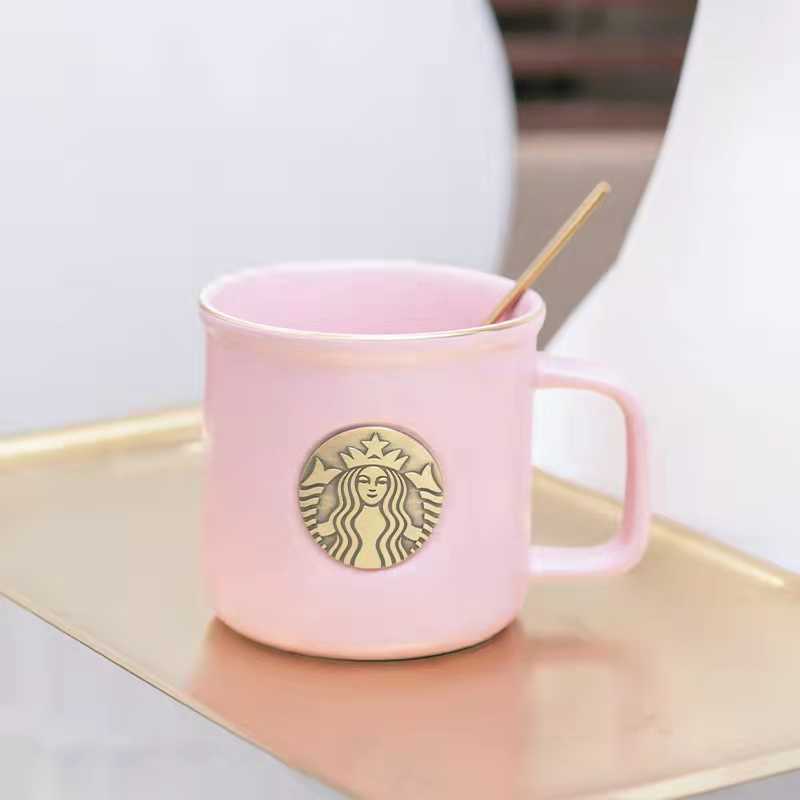 

Starbucks cup pink Mug Mermaid copper chapter coffee cup couple large capacity desktop ceramic water cup, Yellow