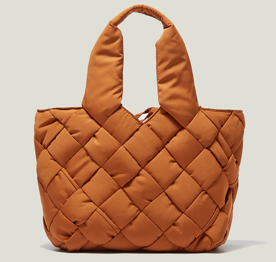 

Fashion Canvas Woven Large Padded Tote Bag Designer Women Handbags Luxury Down Cotton Shoulder Bags Casual Big Shopper Bag, 42cm* 28cm*25cm*